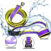 Purple & Yellow Color Block PVC Dog Leash, Waterproof Stain-Resistant, Adjustable Quick-Release Buckle, 120cm for Small & Medium Dogs