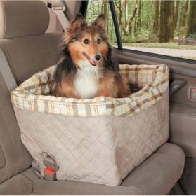 Deluxe Jumbo Elevated Dog Car Seat – Pet Booster Seat with Seat Belt Integration & Washable Liner (Up to 30 lbs)
