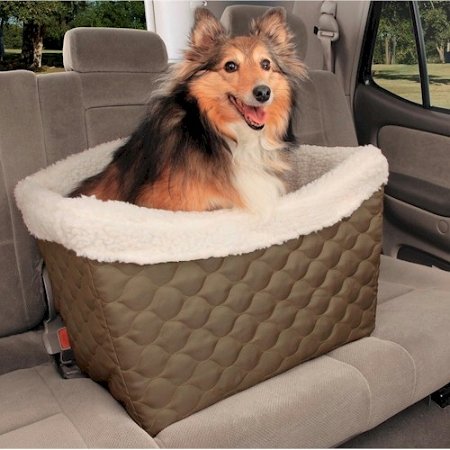 Jumbo Elevated Dog Car Seat Booster – On-Seat Pet Travel Seat with Seat Belt Integration & Washable Liner (Up to 30 lbs.)