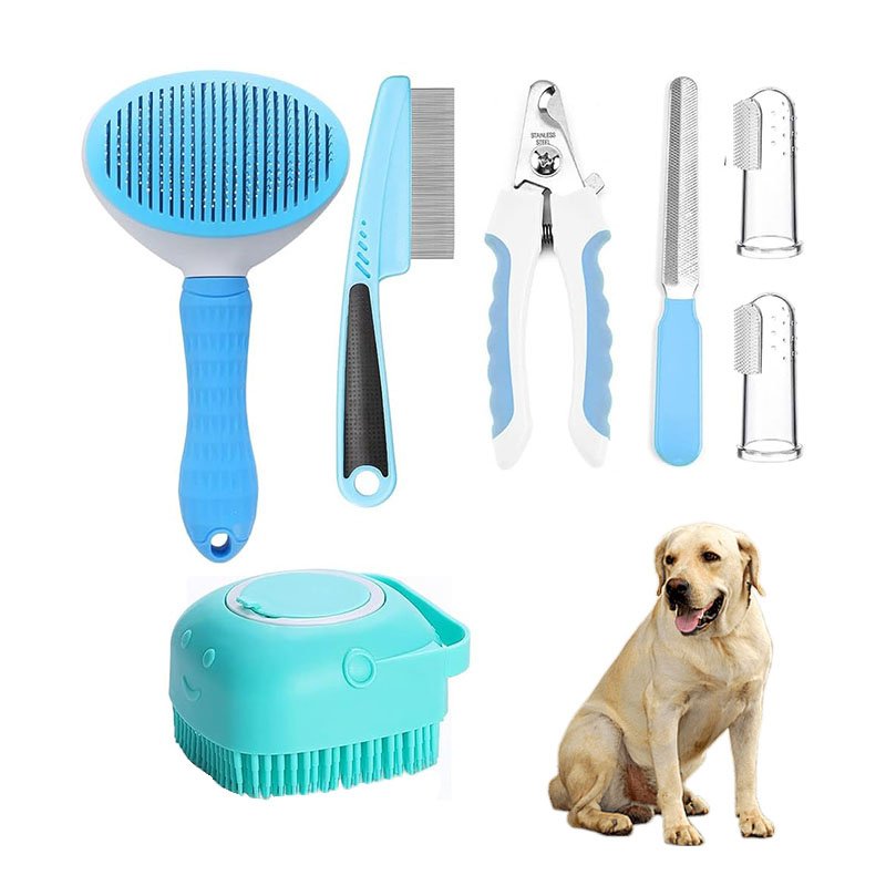 5-Piece Dog & Cat Grooming Kit – Complete Pet Grooming Tools Set for Deshedding, Detangling, Nail Care & Oral Hygiene