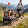 Foldable Dog Bike Trailer for Medium Dogs – Pet Bicycle Carrier with 16" Wheels, Safety Flag & Ventilated Mesh Cabin (Up to 44 lbs)