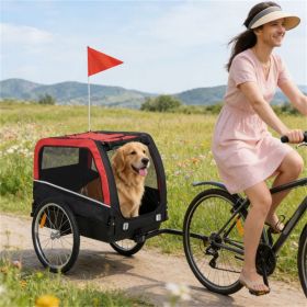 Foldable Dog Bike Trailer for Medium Dogs – Pet Bicycle Carrier with 20" Wheels, Safety Flag & Mesh Ventilation