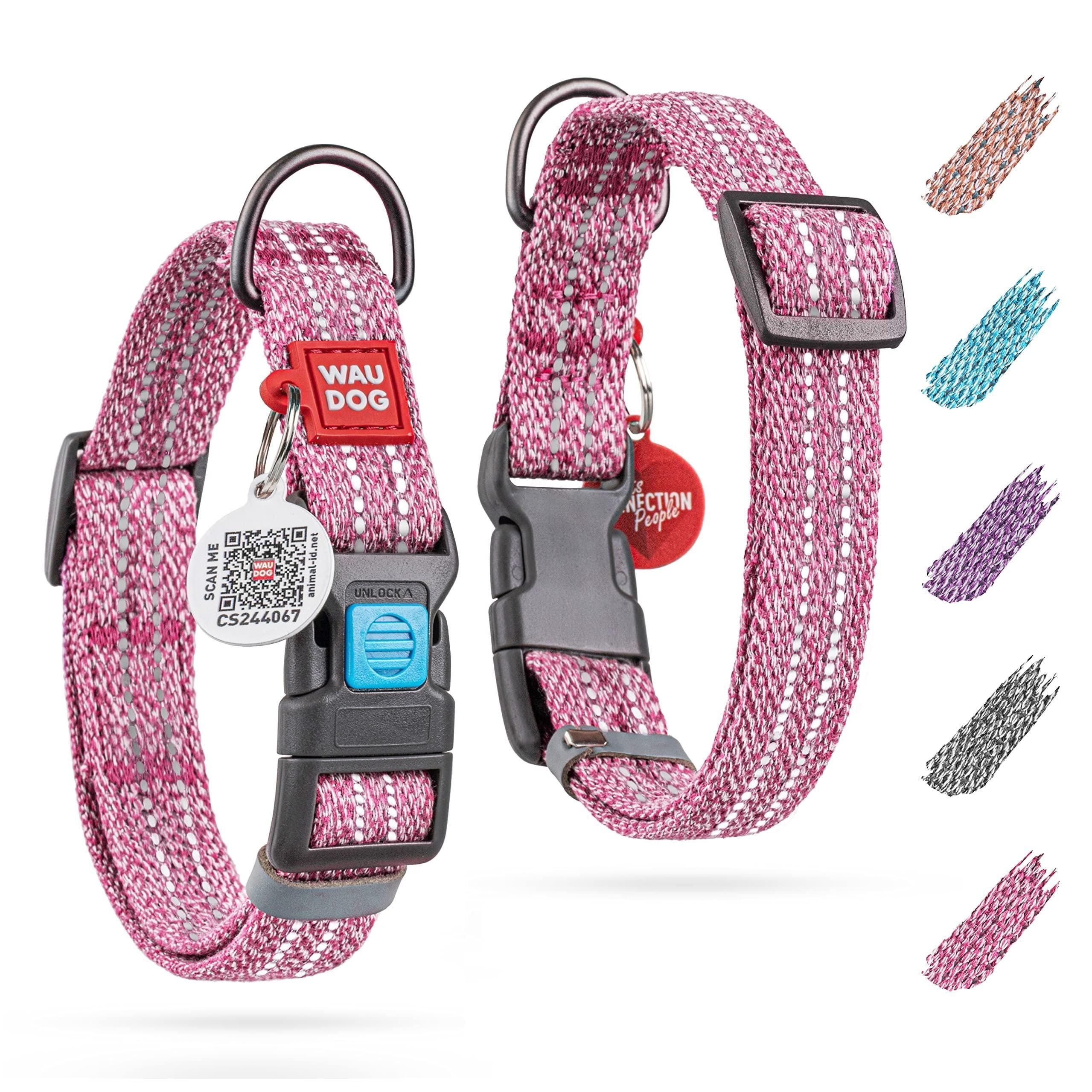 Eco-Friendly Recycled Cotton Dog Collar – Reflective Pet Collar with Smart QR Code ID Tag