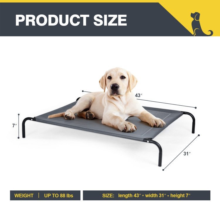 Elevated Dog Bed – Raised Outdoor & Indoor Pet Cot with Breathable Mesh & Heavy-Duty Steel Frame (Up to 88 lbs.)