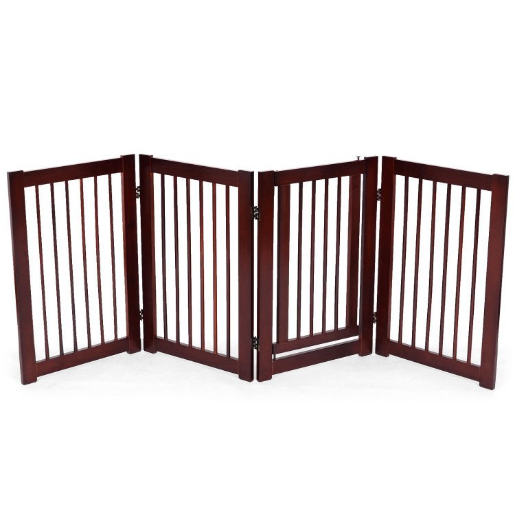 Wooden Pet Gate Extension Panel – Foldable 360° Adjustable Dog Gate (Cherry Finish)