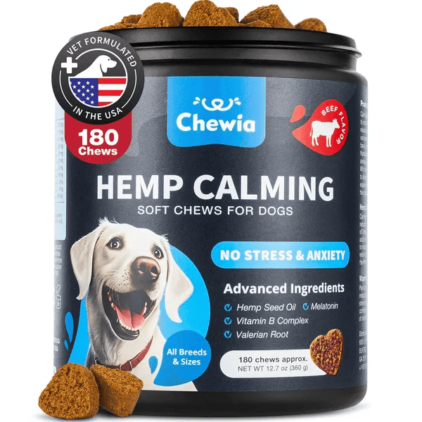 Calming Treats for Dogs – Hemp Calming Chews for Dog Anxiety Relief with L-Theanine, Chamomile & Valerian Root, Beef Flavor, All Breeds & Sizes (Option: 1pc)