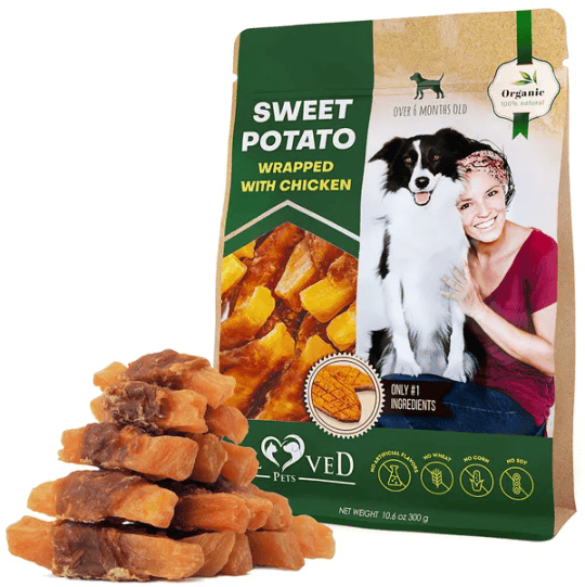 Sweet Potato Wrapped with Real Chicken Dog Treats – Grain-Free High-Protein Chew Sticks, Natural Rawhide-Free Training Treats for Small & Large Dogs (Option: 1pc)