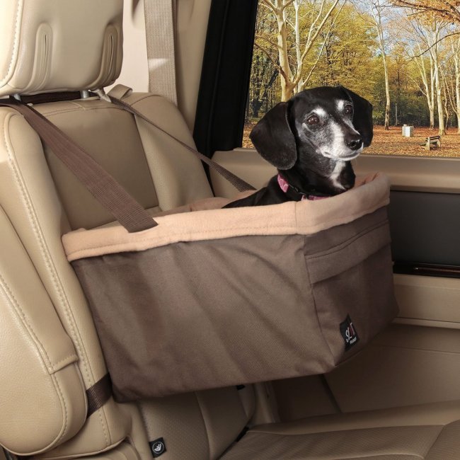 Elevated Small Dog Car Booster Seat – Secure Pet Travel Seat with Washable Liner & Safety Leash (Up to 12 lbs.) (Option: Large)