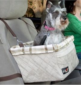 Elevated Dog Car Booster Seat for Small Pets – Secure Pet Travel Seat with Washable Liner & Safety Leash (Up to 18 lbs.) (Option: Large)