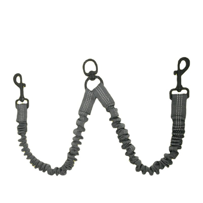 Pet Dog Double Leashes - No Tangle Dog Leash Coupler; Comfortable Shock Absorbing Reflective Bungee Lead for Nighttime Safety; Dual Dog Training (Specification (L * W): 2.5*50cm, colour: light Grey)