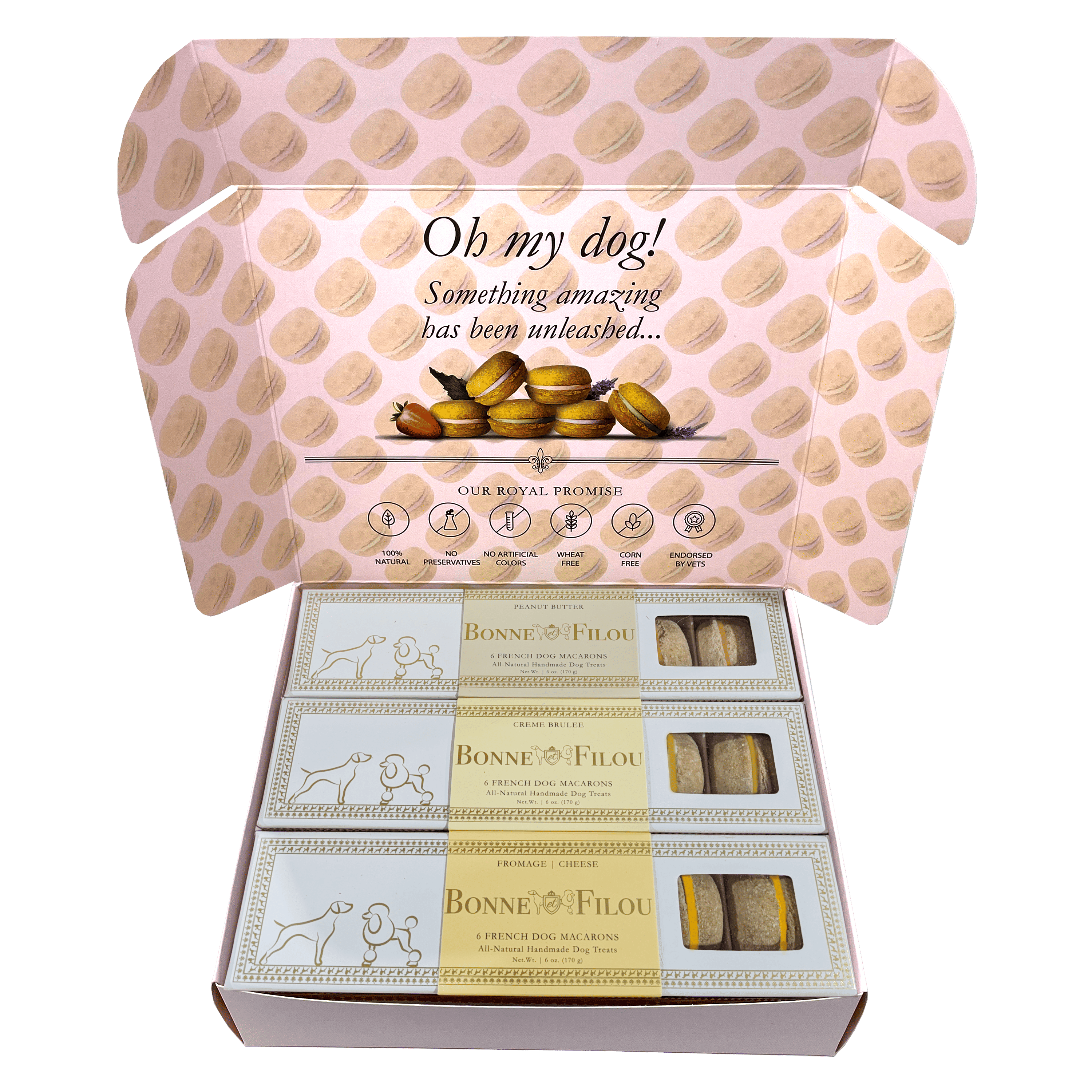 Dog Macaron Combo Gift Pack (Flavor: Peanut Butter + Creme Brulee + Cheese)