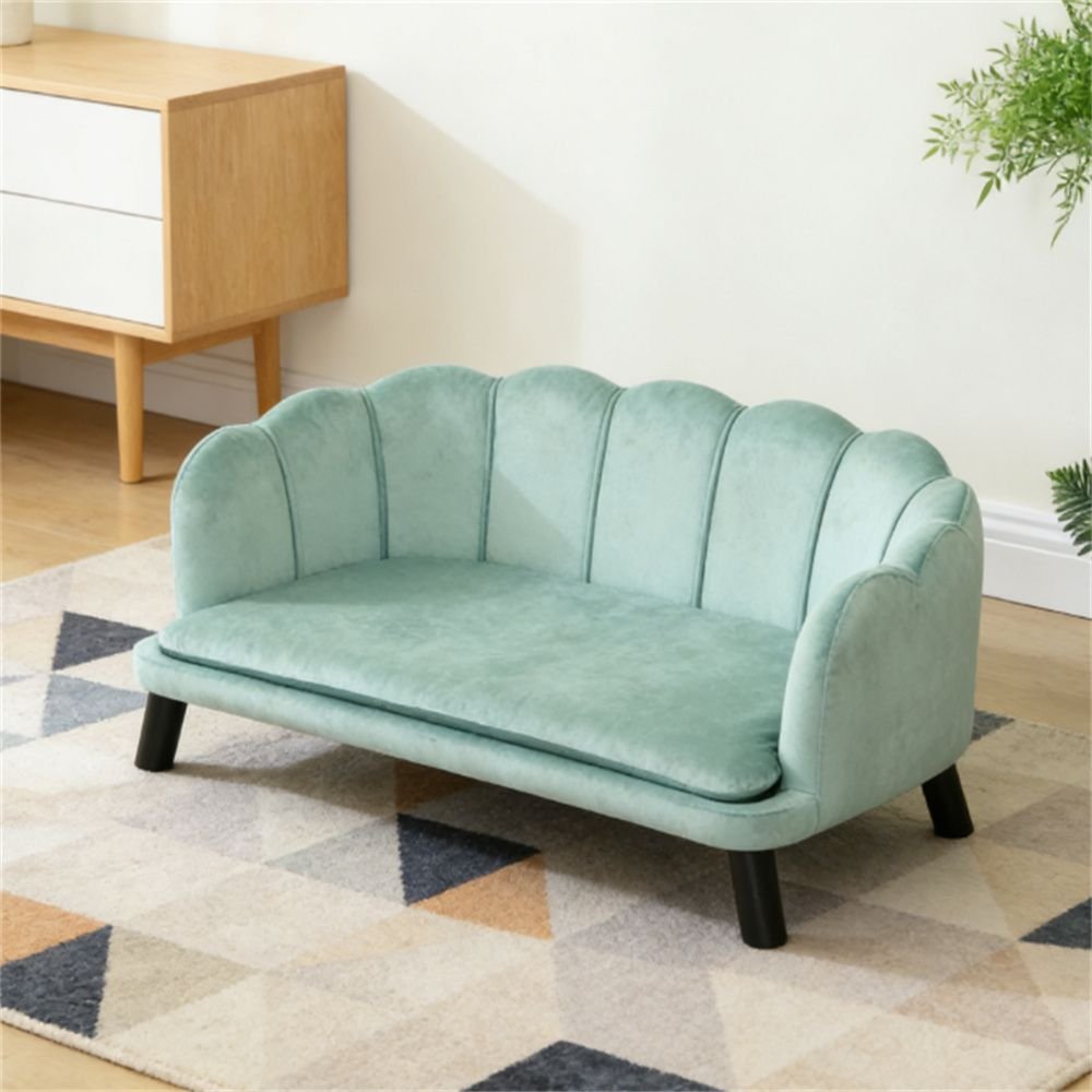Luxury Velvet Dog Sofa Bed – Pearl Backrest Pet Couch (Color: Universal)