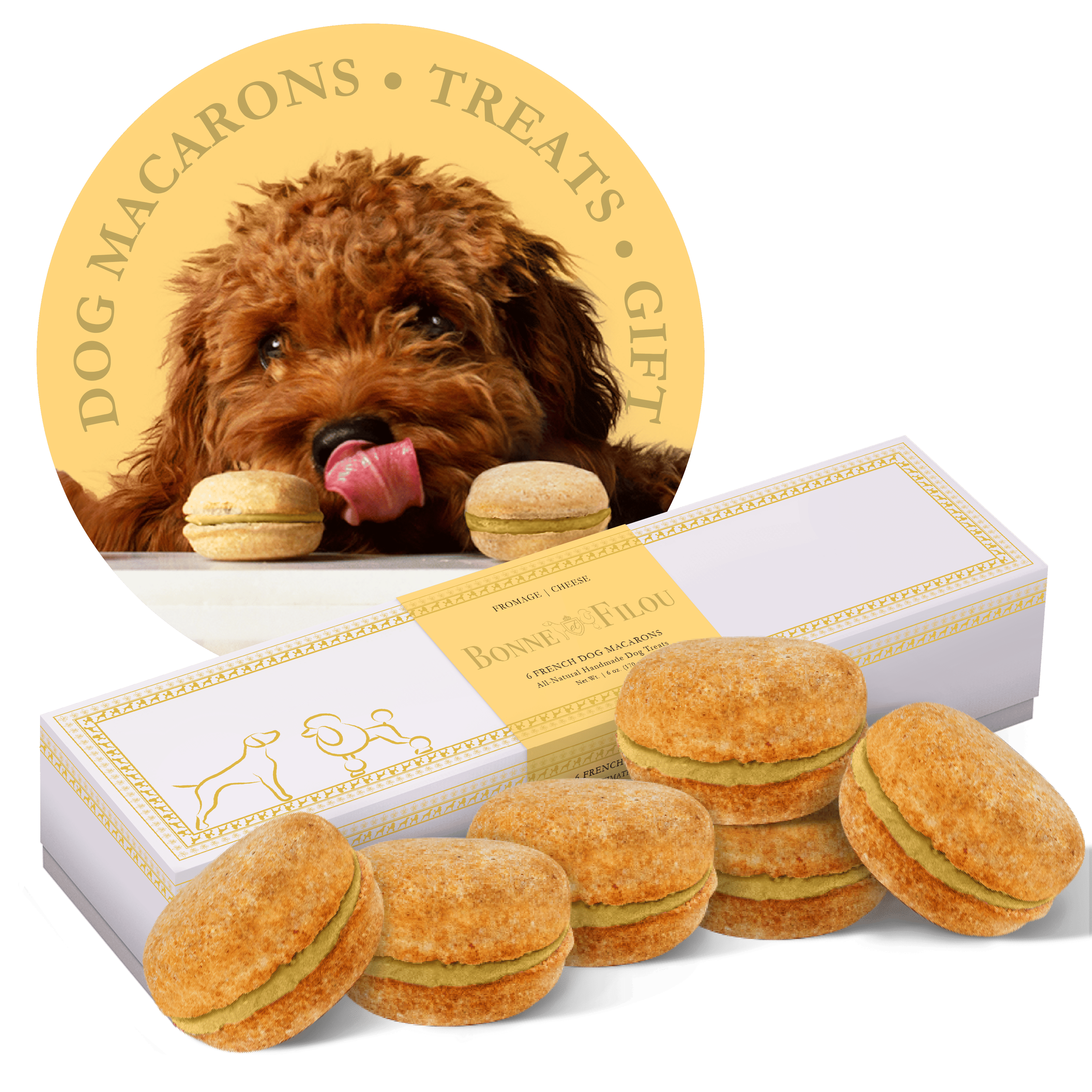 Dog Macarons - Count of 6 (Dog Treats | Dog Gifts) (Flavor: Cheese)