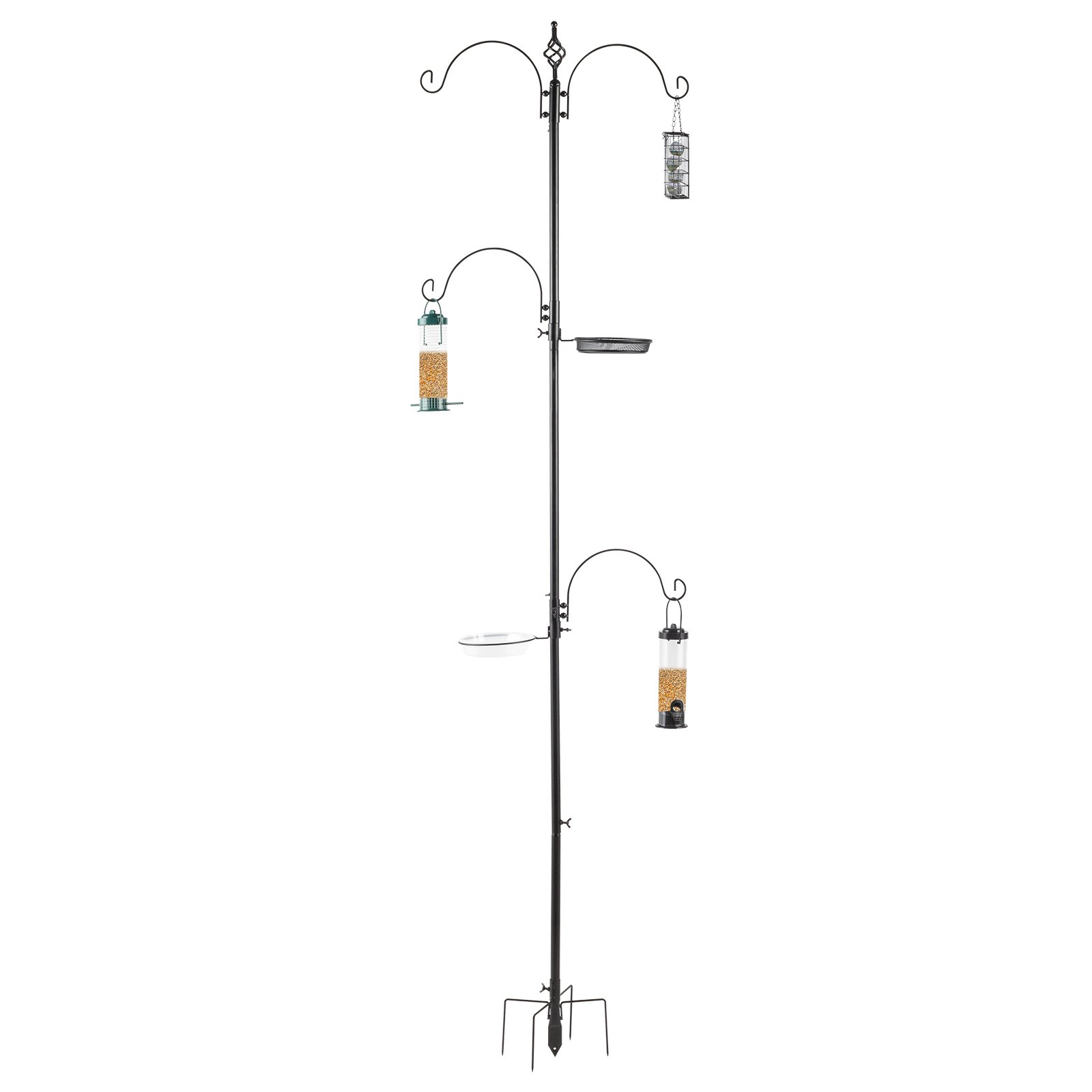 93inch Iron With Four Hooks, With Bird Feeder Black Courtyard Bird Feeder (Option: Black)